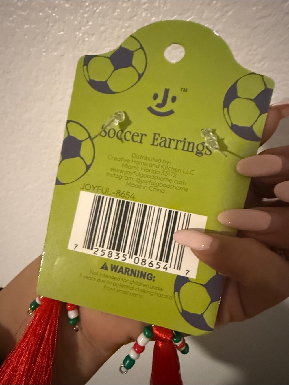 Mexico Soccer Statement Earrings – Red Tassel & Mexican Flag Dangle Earrings - Picture 3 of 3